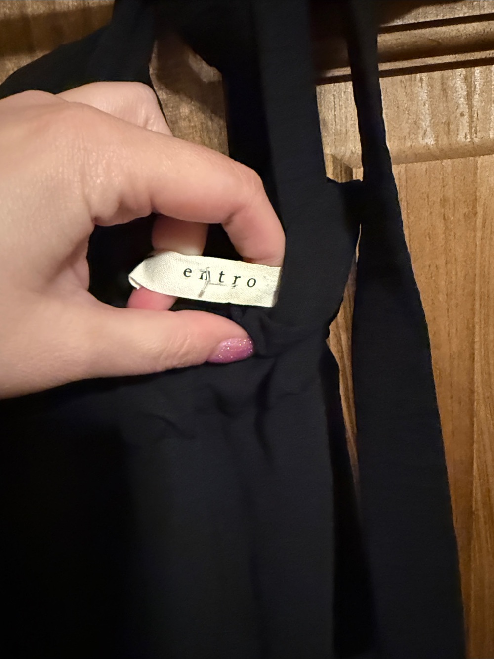 entro Black Tie-Shoulder Sundress with A-Line Skirt - Picture 3 of 3
